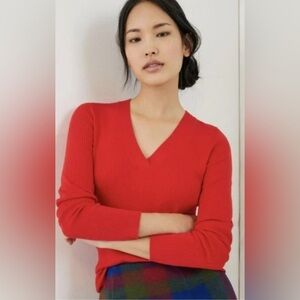 Maeve by Anthropologie Thea Ribbed V Neck Sweater in Red, Size XS